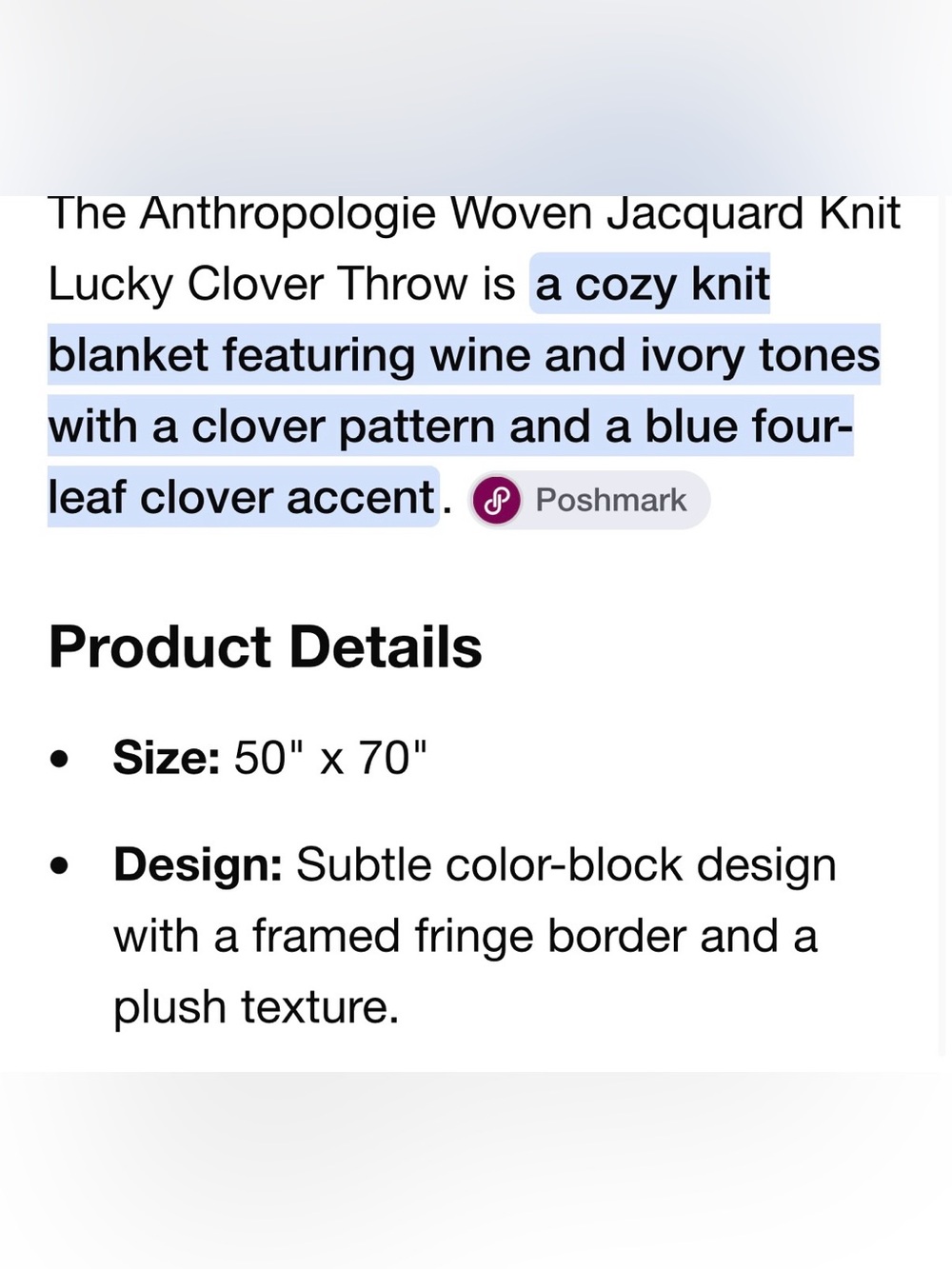 Anthropologie Wove Jacquard Knit Lucky Clover Throw NWT - Picture 4 of 10